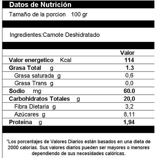 Harina De Camote Blanco