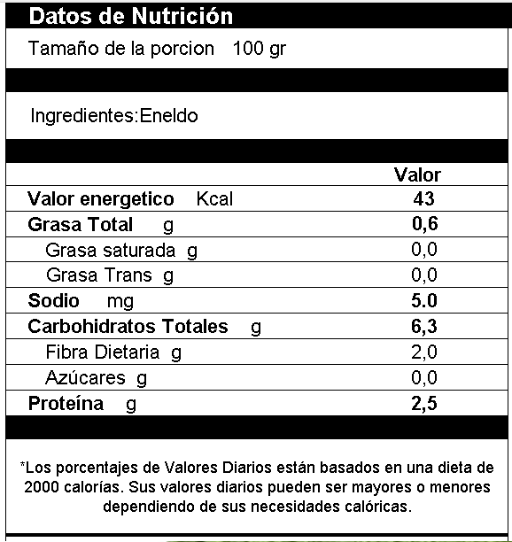 Hoja de Eneldo Deshidratada