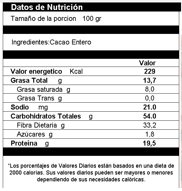 Cacao Entero Rojo Lavado