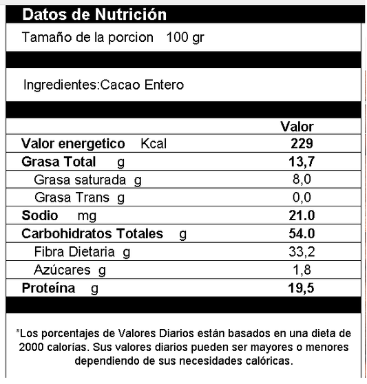 Cacao Entero Rojo Lavado