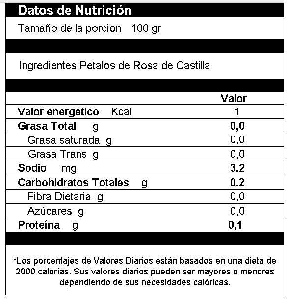Petalos Deshidratados de Rosa de Castilla