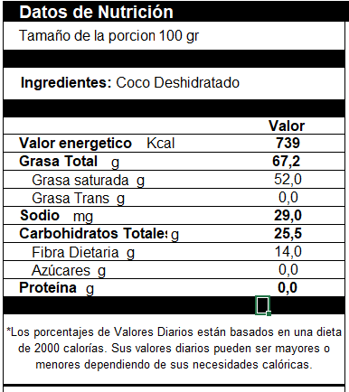 Harina de Coco sin Azucar