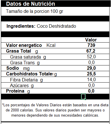 Coco Rallado sin Azúcar