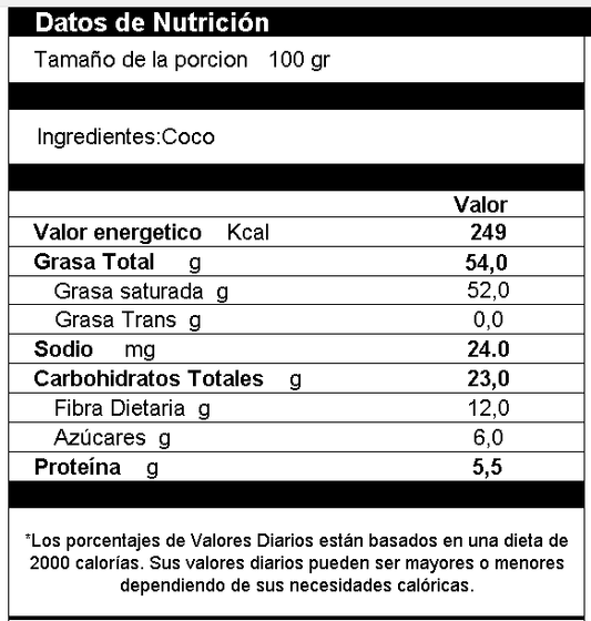 Coco Rallado sin Azúcar