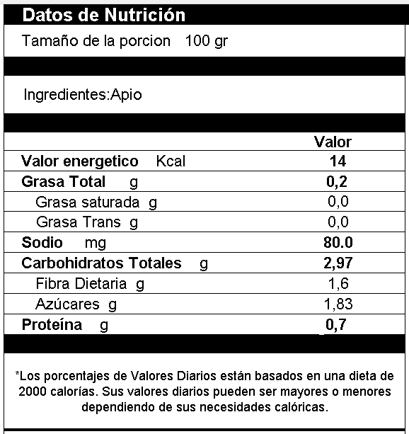 Apio Deshidratado  En Trozo