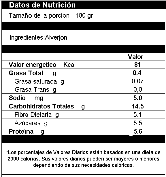 Alverjón Entero Deshidratado