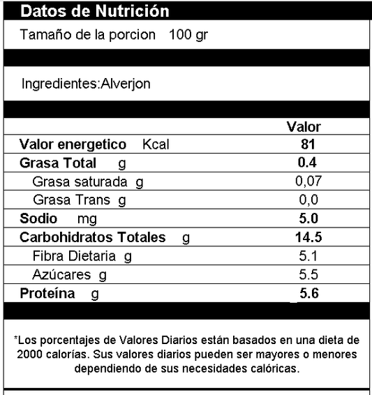 Alverjón Entero Deshidratado