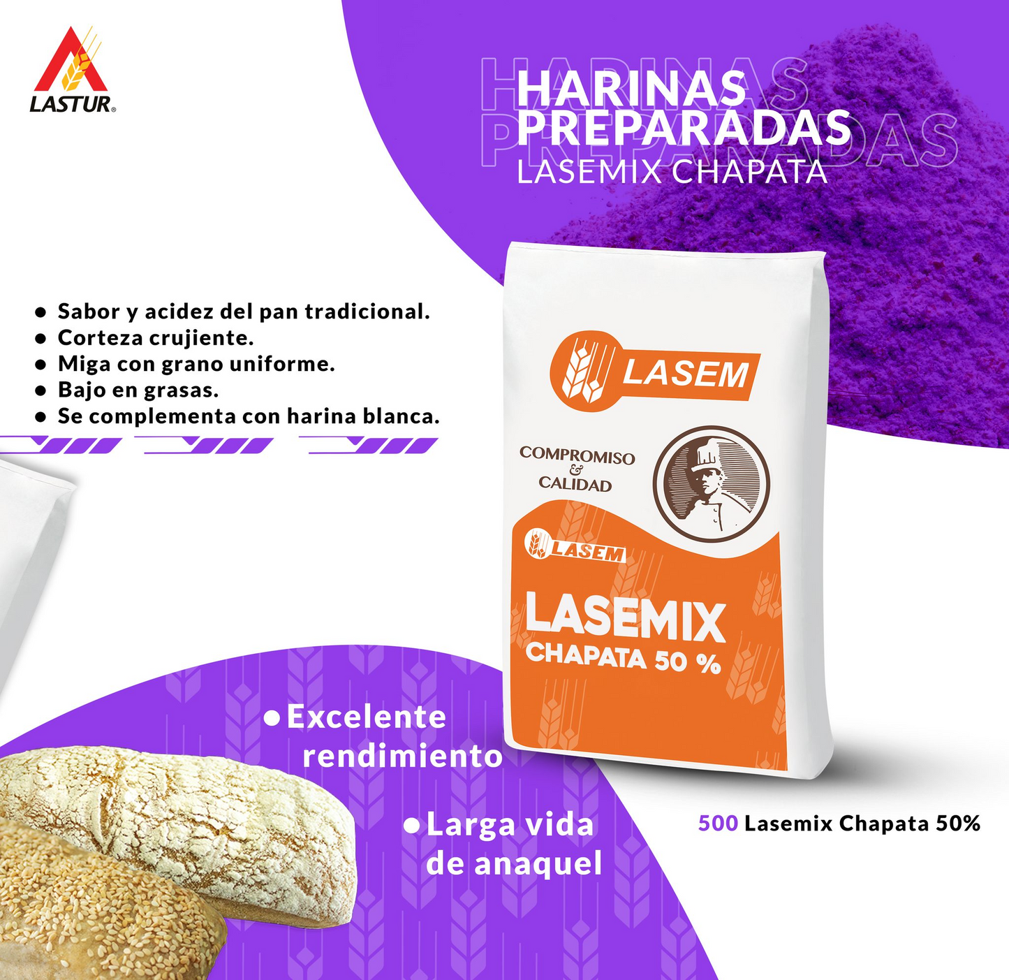 Harina de trigo Mix Para Chapata Marca Lasem