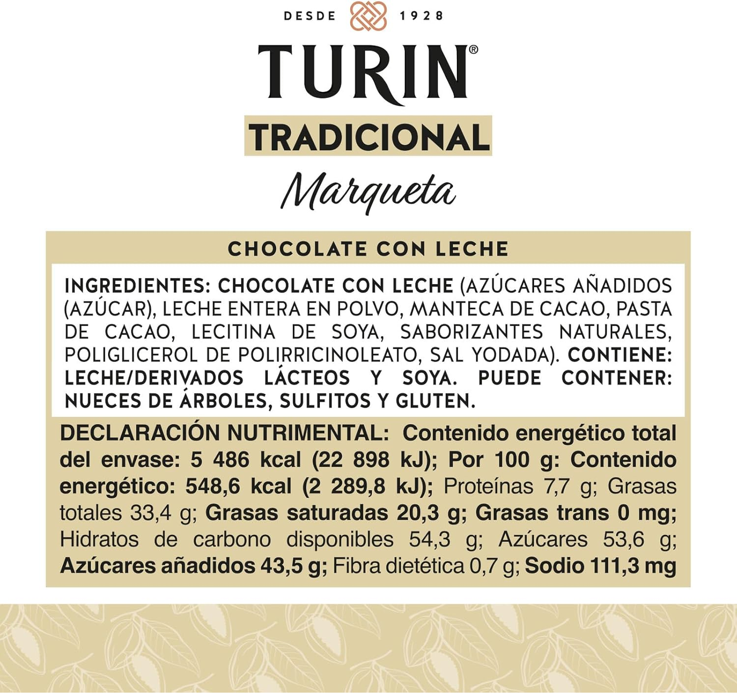 Marqueta Turin Chocolate de Leche