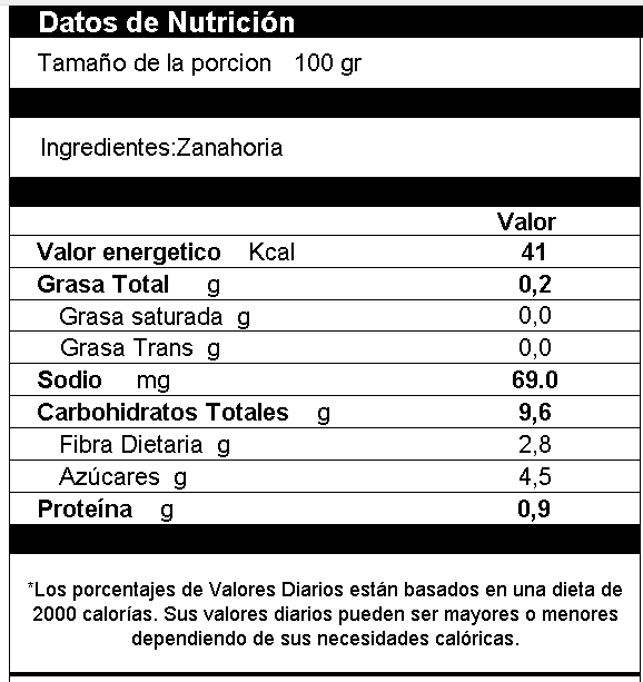Zanahoria Deshidrata En Trozo