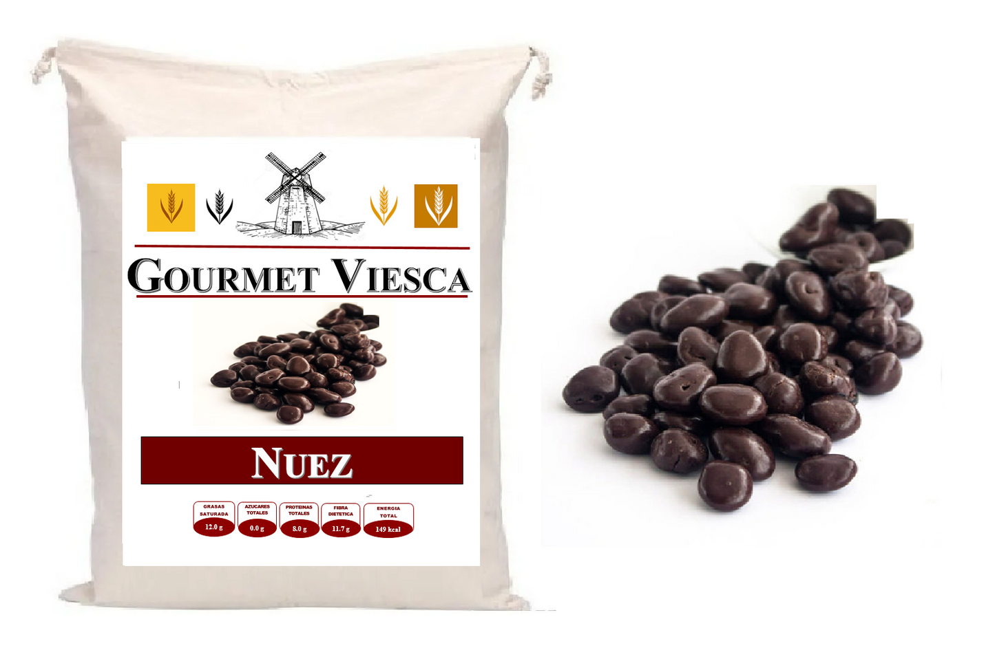 5 kg de Nuez Pecana Cubierta Con Chocolate Sin Azúcar