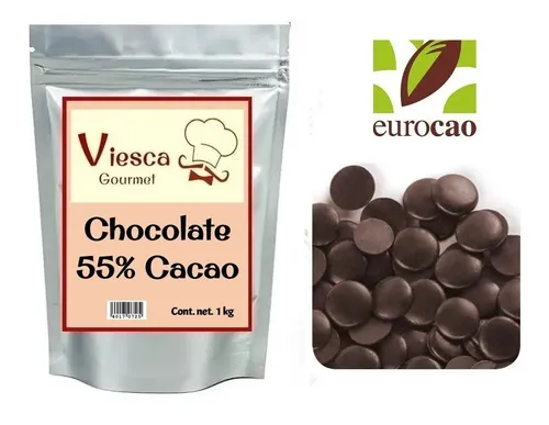 1 Kg Chocolate Eurocao Amargo 55% Negro Para Reposteria