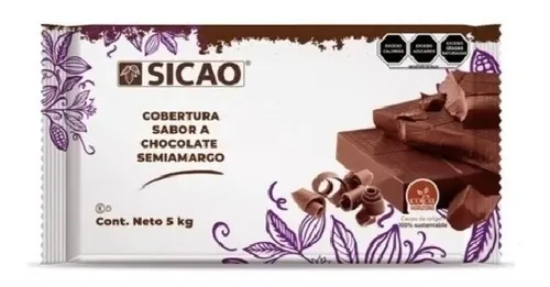 5 Kg Cobertura Sabor Chocolate Sicao Semiamargo Marqueta