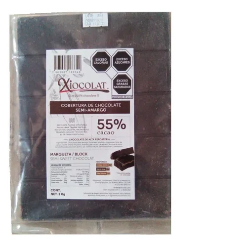 1 Kg Cobertura Artesanal Xiocolat Marqueta Semiamarga 55%