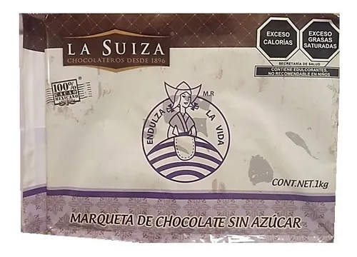 1 Kg De Chocolate Sin Azúcar La Suiza 55% Cacao